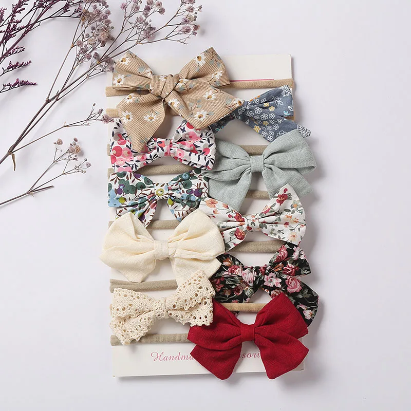 10 Pcs/Set Cute Bows Newborn Baby Headband Flower Elastic Baby