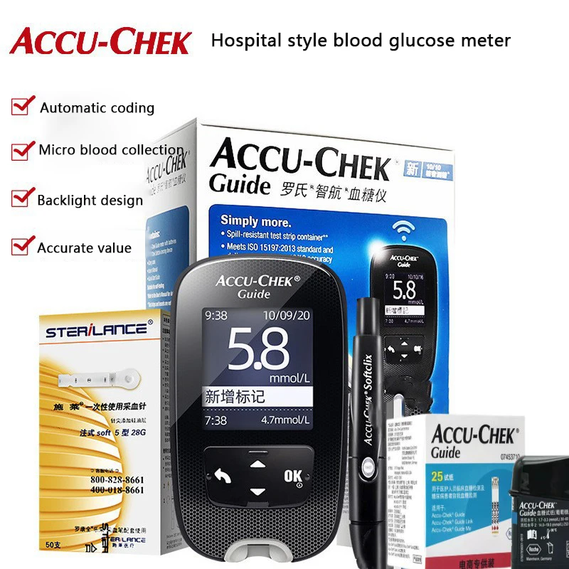 100Ps Accu Chek Kit Per Il Test Del Misuratore Di Glucosio Nel Sangue Free Lancet Accu Chek Guide Strisce Reattive Per La Glicemia E Kit Lancet