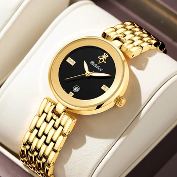 Luxury Top Brand Women's Watches Elegant Fashion Gold Watch for Women Original Simple Quartz Waterproof Wristwatch Ladies Gift