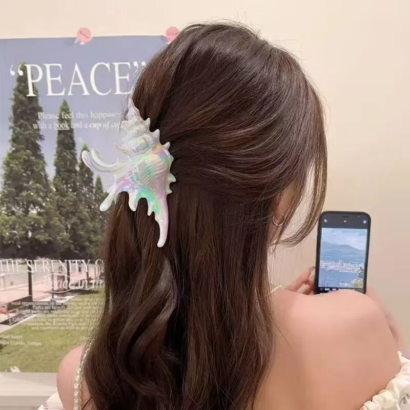 New Marine Conch Large Hair Claw Clips Crab Barrettes Women Girls Ponytail Hair Clamps Hairpins Hair Accessories Summer Fashion