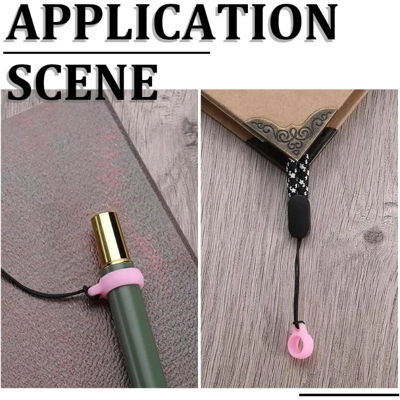 1 Box 60PCS Anti-Lost Silicone Rubber Rings 2 Sizes Pink Holder Silicone Pendant Multipurpose Adjustable Cases 8/13mm Necklace