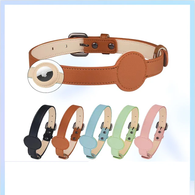 Collar ajustable de cuero para mascotas, rastreador de ubicación para Apple  Airtag, perro, gato, antipérdida, funda AirTag, Collar de ubicación -  AliExpress