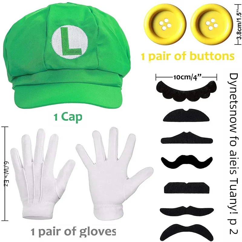 2Pcs Super Bros Luigi Adult Hat Cap Costume Cosplay Halloween Baseball Anime Unisex Role Play hat halloween hat lamp party hat carnival hat adult police hat