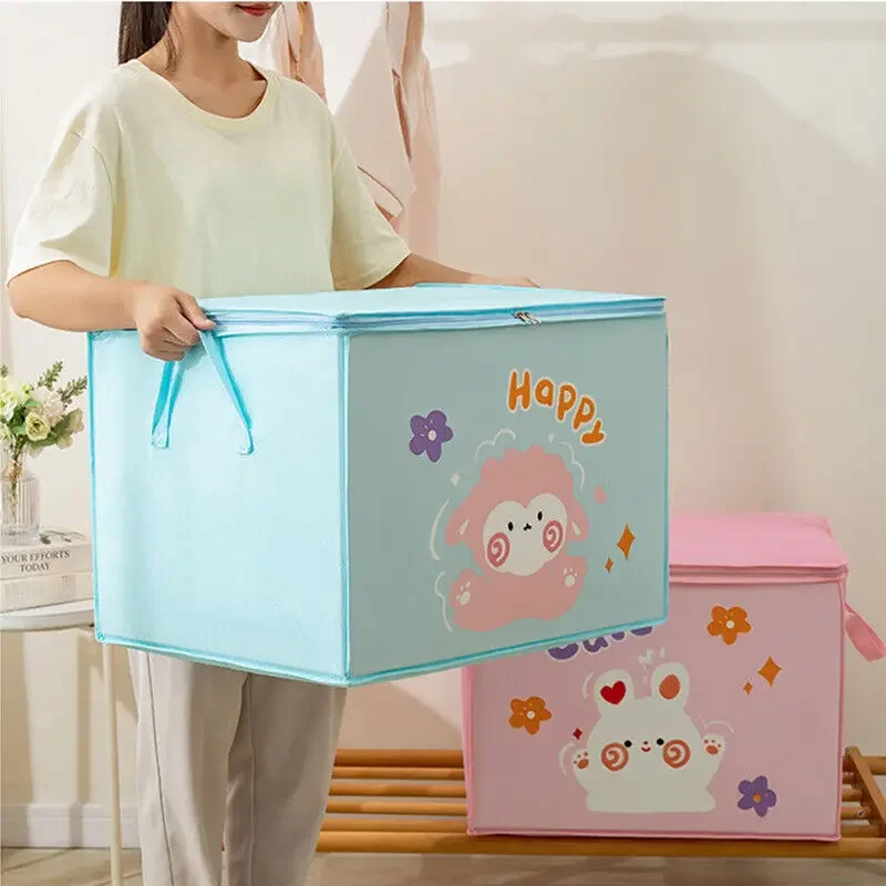 Folding Storage Basket Linen Storage Fabric Wardrobe Office Bedroom Closet Toys Laundry Basket With Handle Storage Organizer new 5