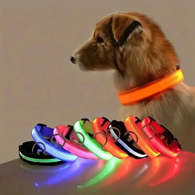 Nylon LED Night Safety Flashing Glow In The Dark Dog Leash Dogs Luminous Fluorescent Pet Dog Collar Nylon LED Night Safety Flashing Glow In The Dark Dog Leash Dogs Luminous Fluorescent Pet Dog Collar