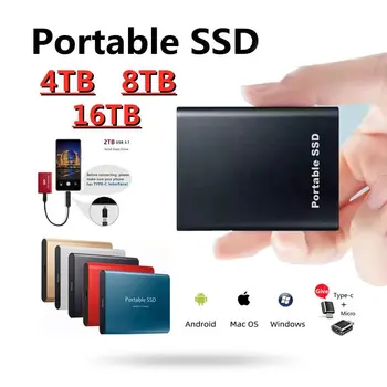 2022 New Original Portable External Hard Drive Disks USB 3 1 16TB SSD Solid State Drives For PC Laptop Computer Storage Device tanie i dobre opinie NONE CN(Origin) Code Readers Scan Tools