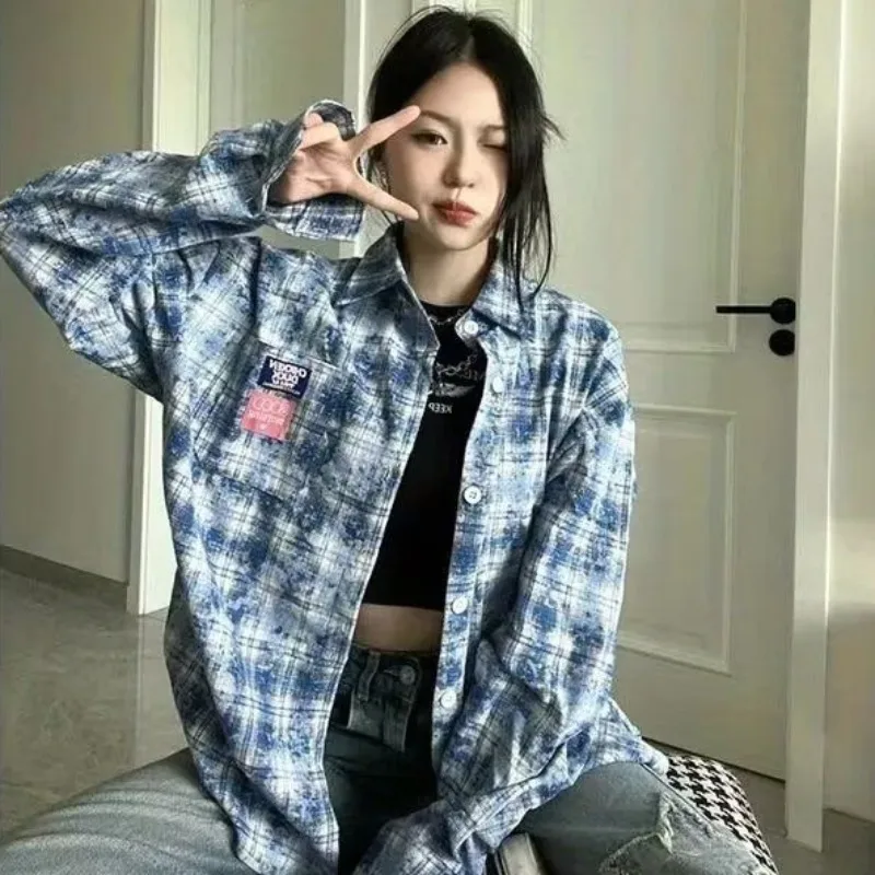

Retro Large Size Plaid Shirt Women's Spring 2024 New Korean Niche Outwear Loose Casual Jacket Fashionable Blouse Commuting Tops