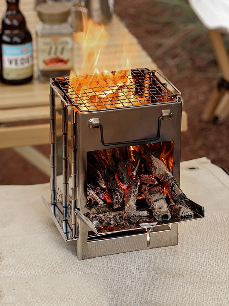 Camping Wood Grill Burning Stove Multipurpose Stainless Steel Folding Camp Stove  Portable Wood Oven for Outdoor Picnic BBQ Tool - AliExpress