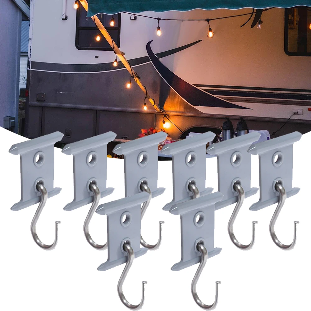 8Pcs Camping Awning Hooks Clips RV Tent Hangers Light Hangers For
