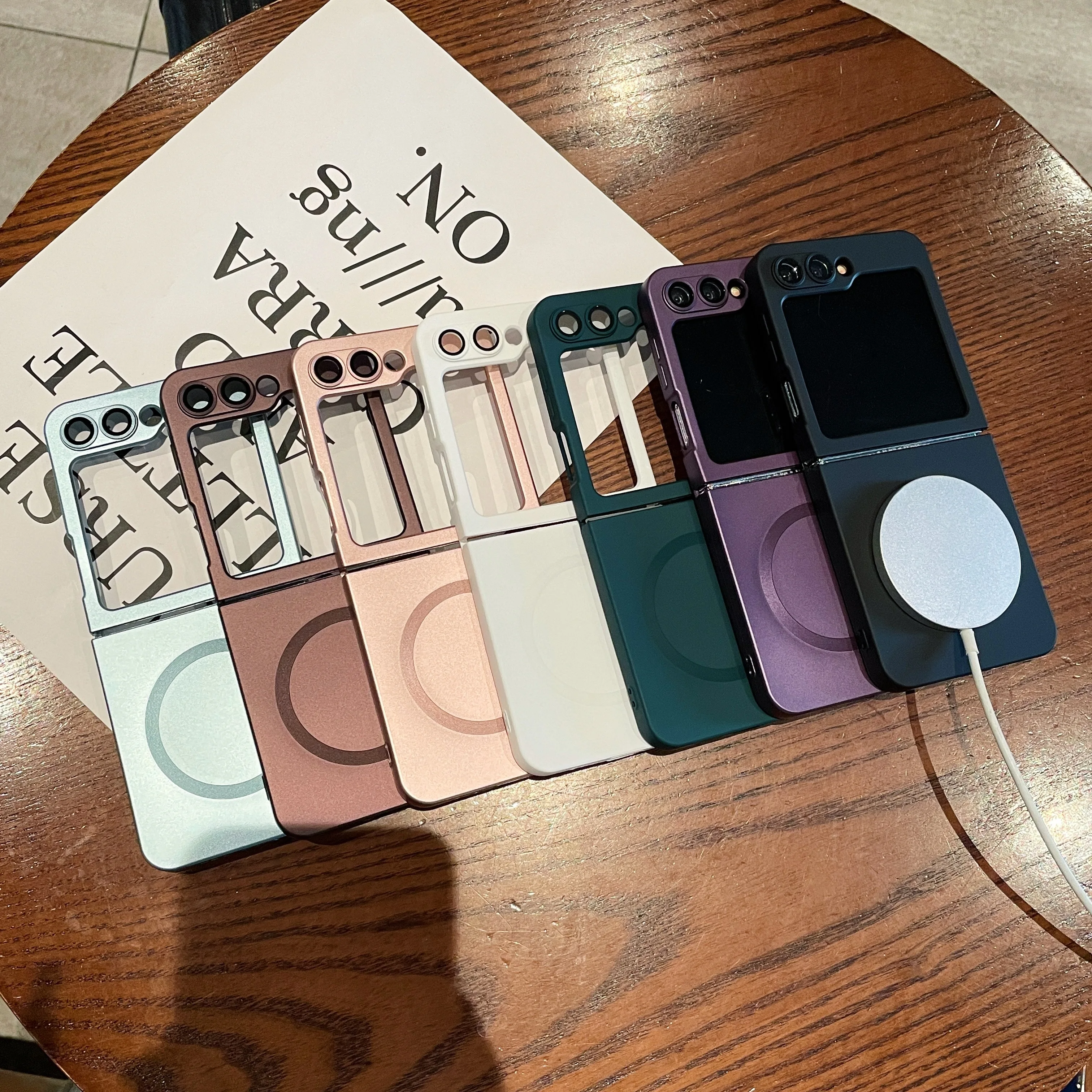 Matte Glass Lens Shockproof Magnetic Case with Magsafe Wireless Charging and Metallic Paint Finish