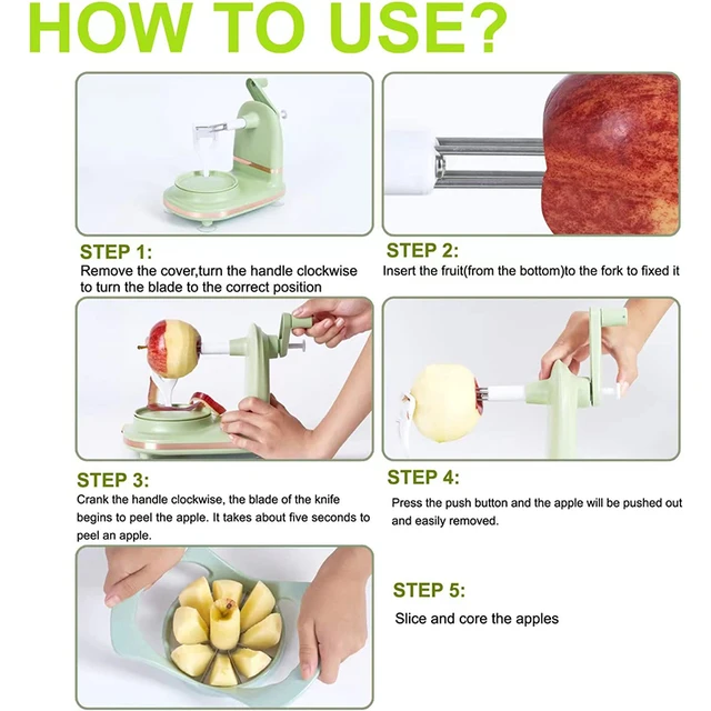 LMETJMA Multi-Function Apple Peeler Rotary Apple Pear Peeler Stainless Steel Apple Mango Potato Peeler with Suction Base JT185 6