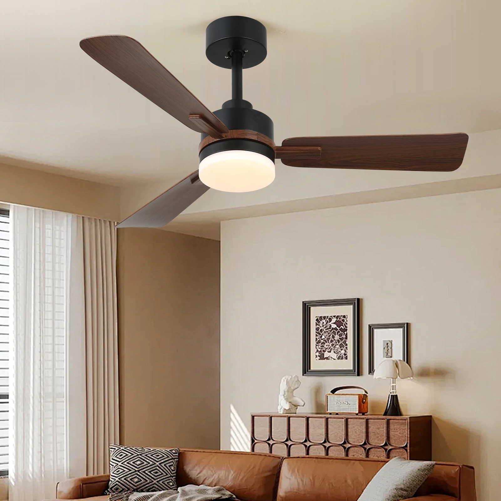 Led Ceiling Fan Lamp With RGB Light Modern Pendant Fan Fandelier Chandelier Home Appliance Decor RC Fixture RC Dimming