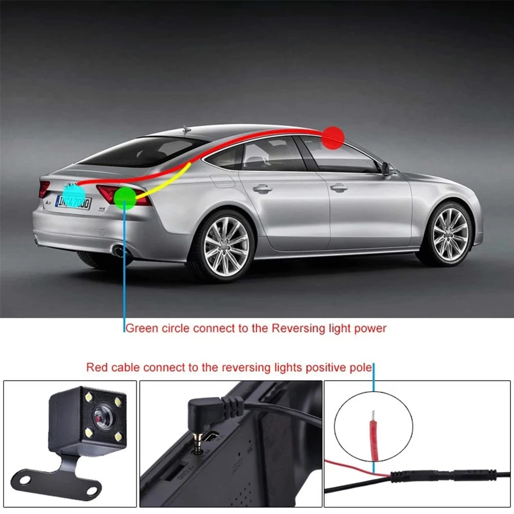 5 Pin Color Image Video Camera Night Vision HD Video Rear View Camera 4 LED Reverse Dash Cam Wide Angle with Extension Cable