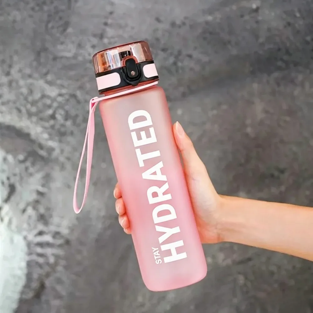 1000ml Gradient Sports Water Bottle with Time Marker - Leak-Proof & Durable