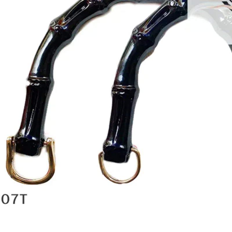 Maniglia per borsa in tessuto Accessorio per borsa in tessuto Maniglia per borsa in bambù Imitare Maniglia per scatola Maniglia per borsa in plastica con fibbia a D Nero fai da te