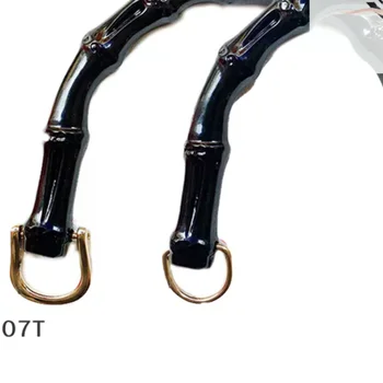 Maniglia per borsa in tessuto Accessorio per borsa in tessuto Maniglia per borsa in bambù Imitare Maniglia per scatola Maniglia per borsa in plastica con fibbia a D Nero fai da te