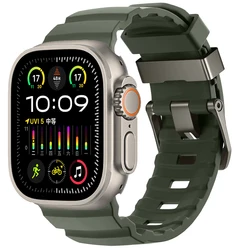 Enhanced Silicone Strap for Apple Watch - Comfortable and Replaceable Bracelet (Dark green grey)