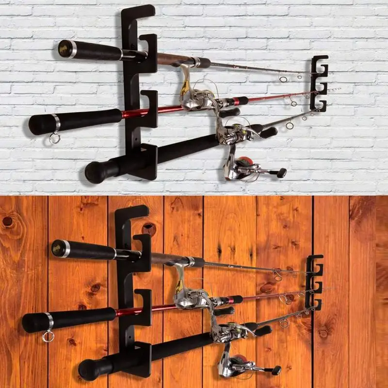 2 Pair Horizontal Ceiling Rack Fishing Rod Storage Pole Rack Reel