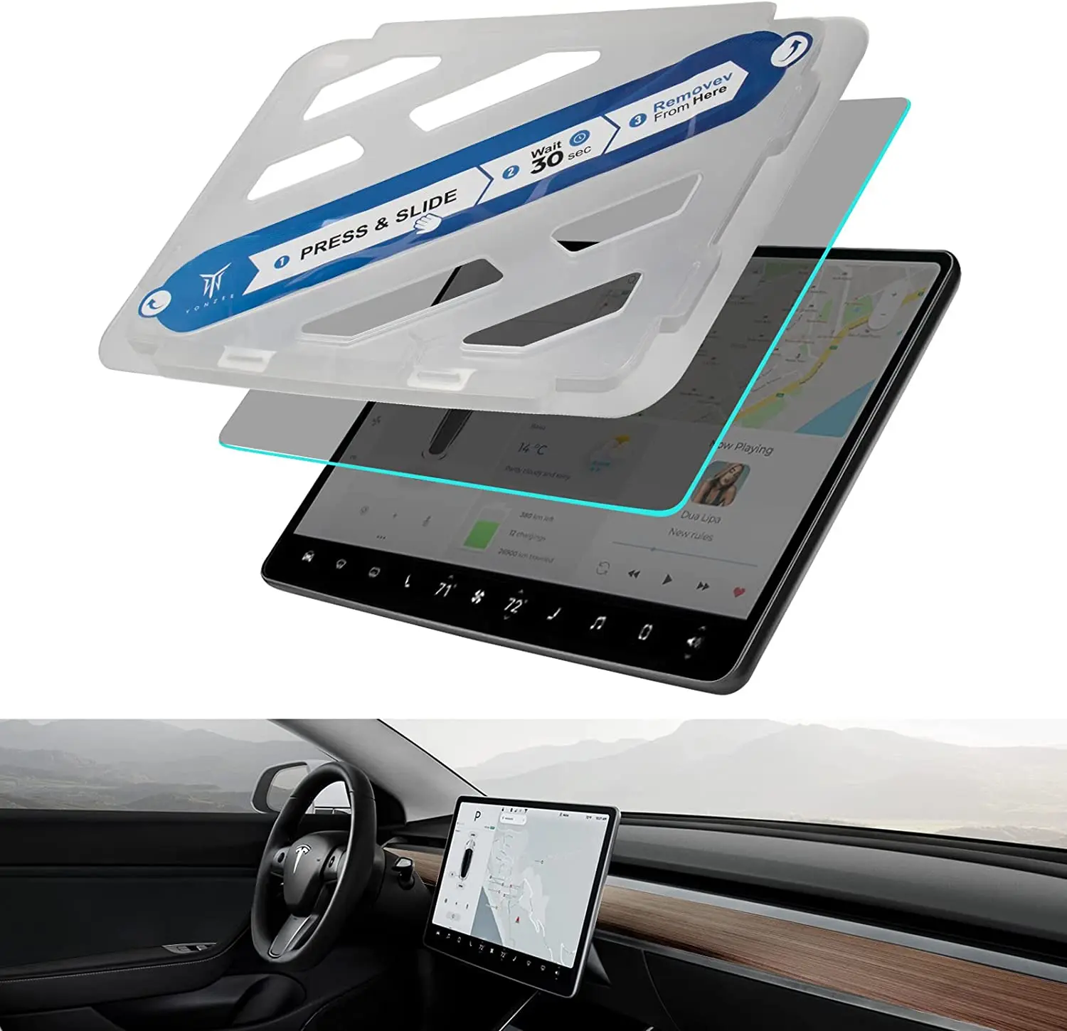 BAFIRE Tempered Glass Screen Protector For Tesla Model 3 Model