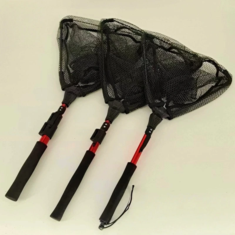 1pc 70cm Fly Fishing Triangle Foldable Telescopic Hand Net Aluminum Alloy Fish Catching Net Integrated Portable Net Fishing