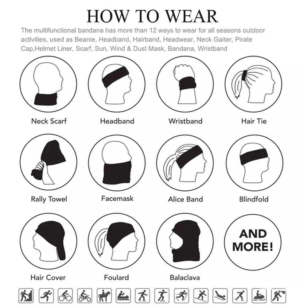 Solid Color Breathable Seamless Headband Black Magic Scarf Bandana Tube Neck Gaiter Men Women Balaclava Outdoor Sports Face Mask 6