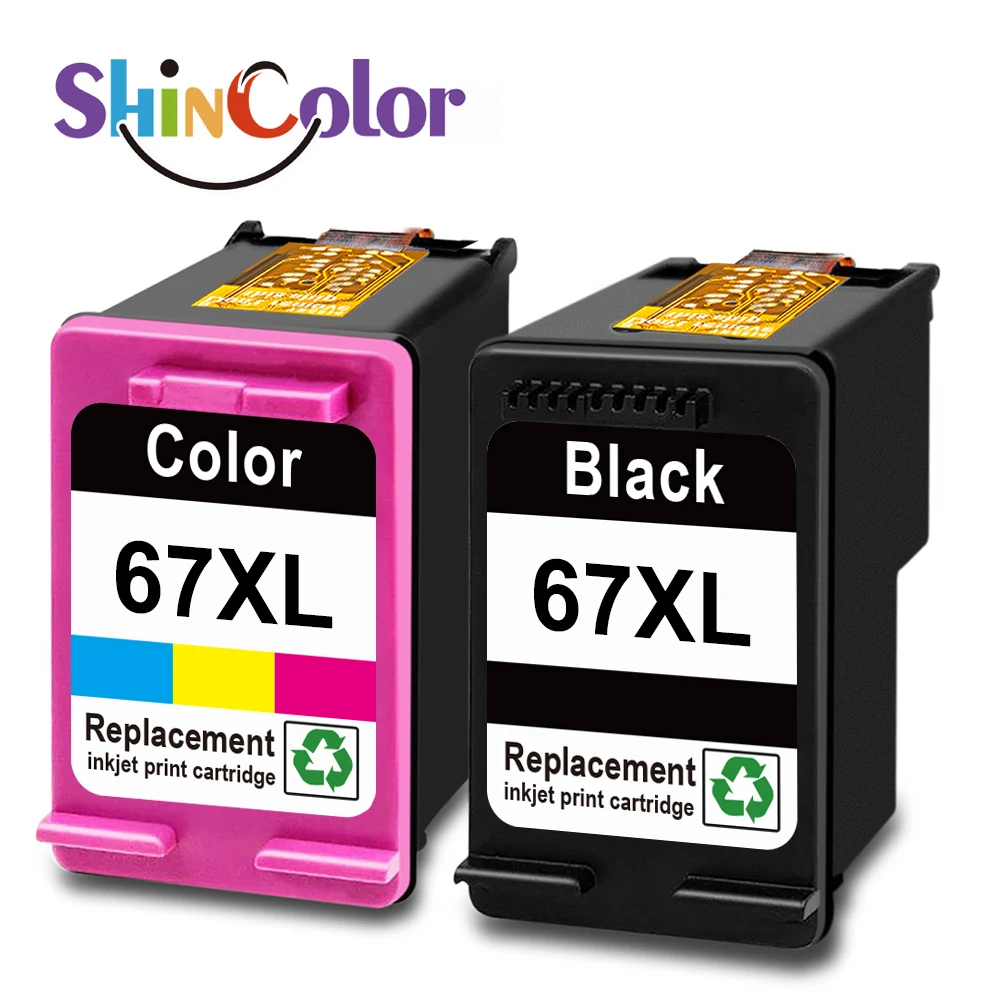 Shincolor 67Xl 67 Xl Cartuccia A Getto D'Inchiostro A Colori Rigenerata Nera Premium Per Hp67 Per Stampante Hp Envy 6000 Deskjet 1255 2700