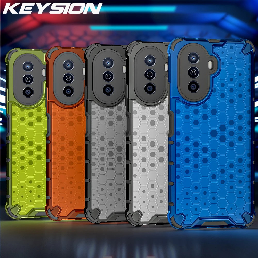 KEYSION Stoßfeste Rüstungshülle für Huawei Nova Y70, Silikon + PC, transparente Waben-Telefonrückseite für Huawei Nova Y_voghion.com