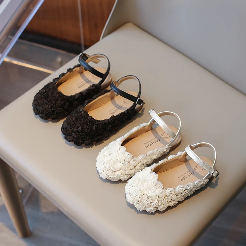 여자아이 하프 샌들 키즈 공주 꽃무늬 드레스 슈즈 패션 심플 여름 아동 플랫 메리 제인 슈즈 파티 웨딩용