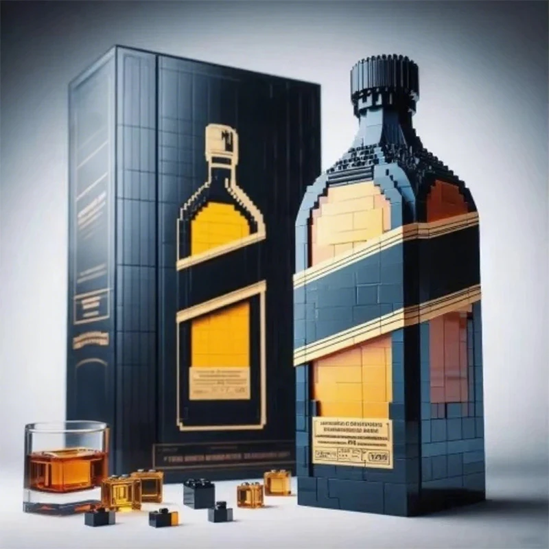 Building blocks whiskey bottle imported wine bottle decor set advanced wine cultural brick toy gift give friends 2025 NEW