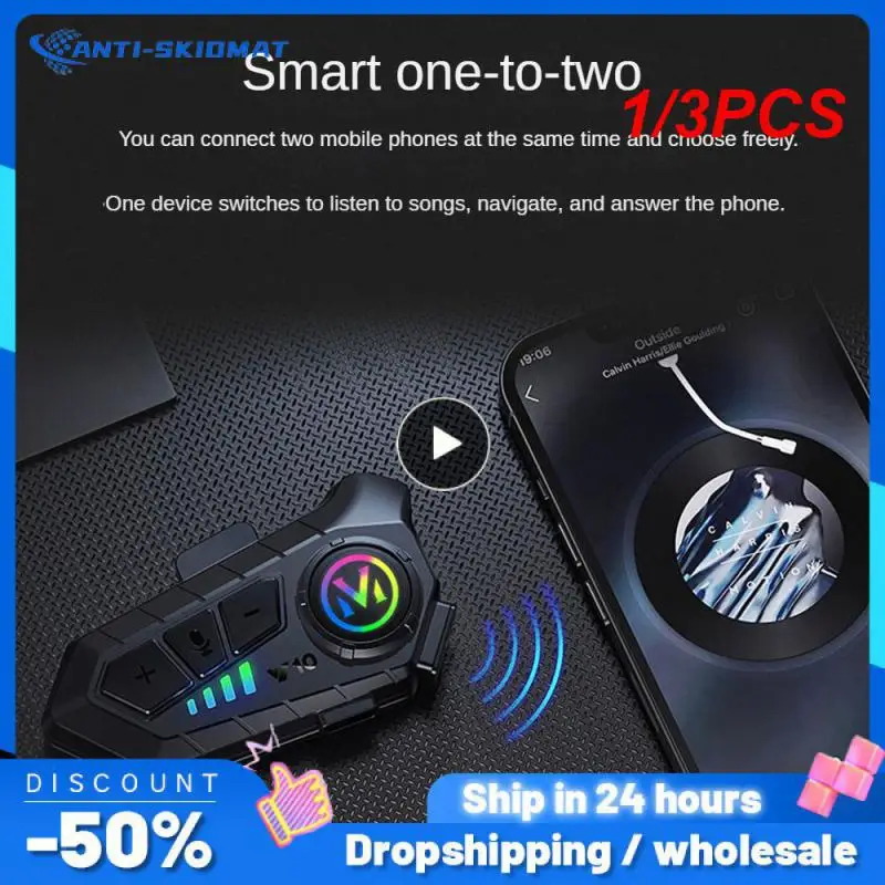 

1/3PCS Kebidumei BT12 Motorcycle Bluetooth 5.0 Helmet Earphone Wireless Headset Hands-free call Kit Stereo Anti-interference