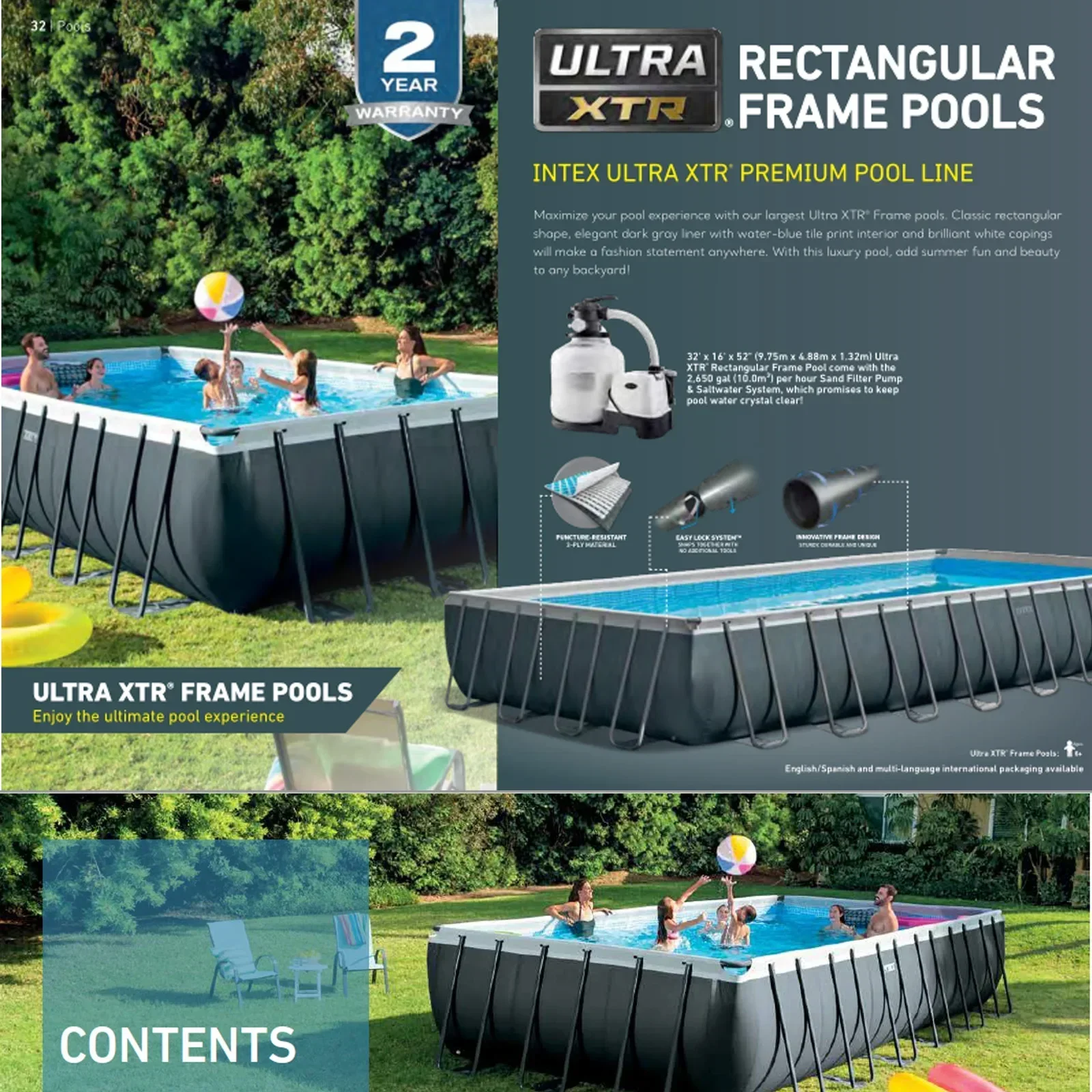 Intex 26374 Ultra XTR Rectangular Above Ground Frame Swimming Pool