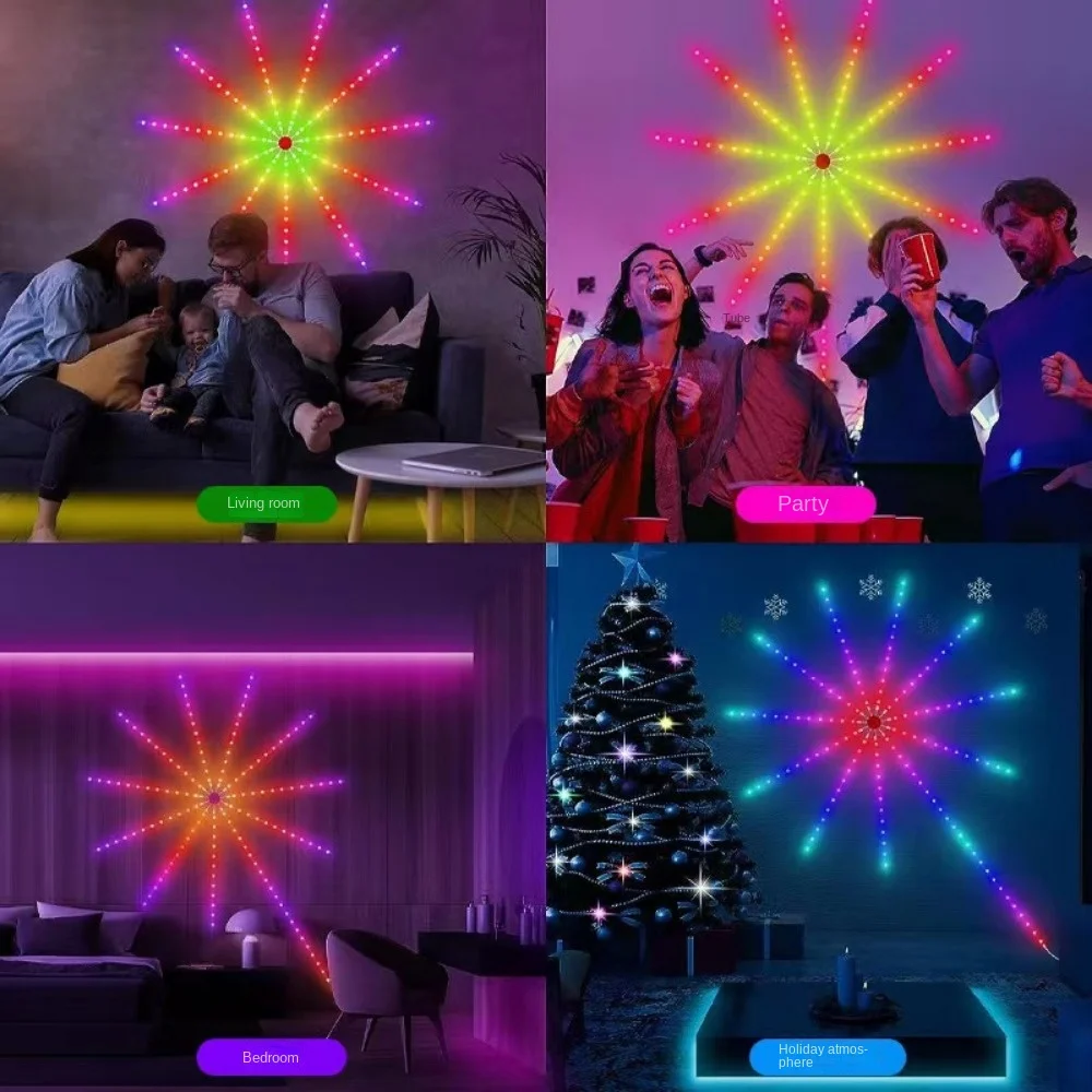 Fireworks Lamp Strip Led Magic Color Music Voice-Activated Sensor Light Decoration Ambience Light App Control Explosion RGB Suit