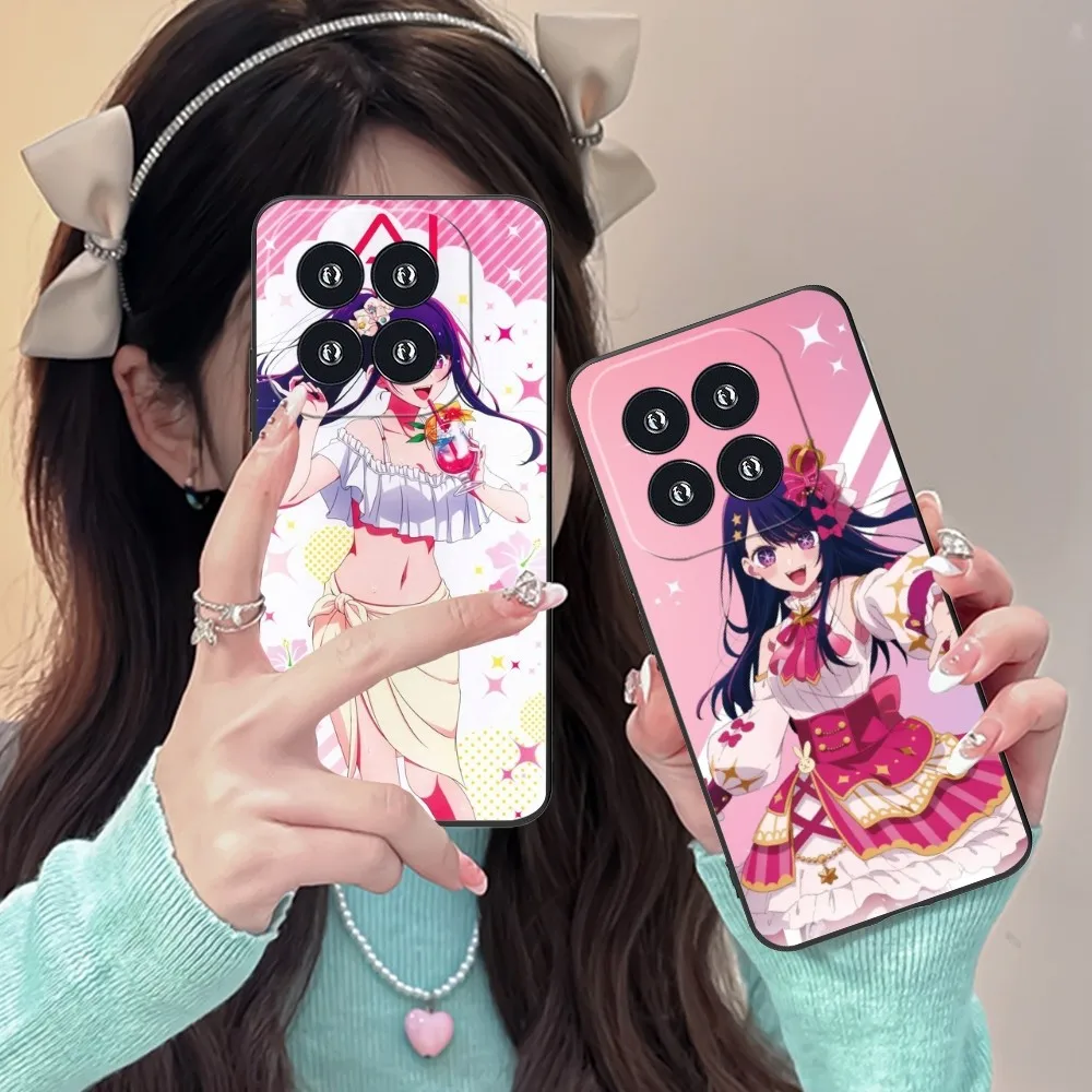 Anime Oshinoko Ai Cute Phone Case For Xiaomi 14 13 12 11 10 9 T Ultra Lite Pro S Se X 5G Black Soft Phone Cover Funda