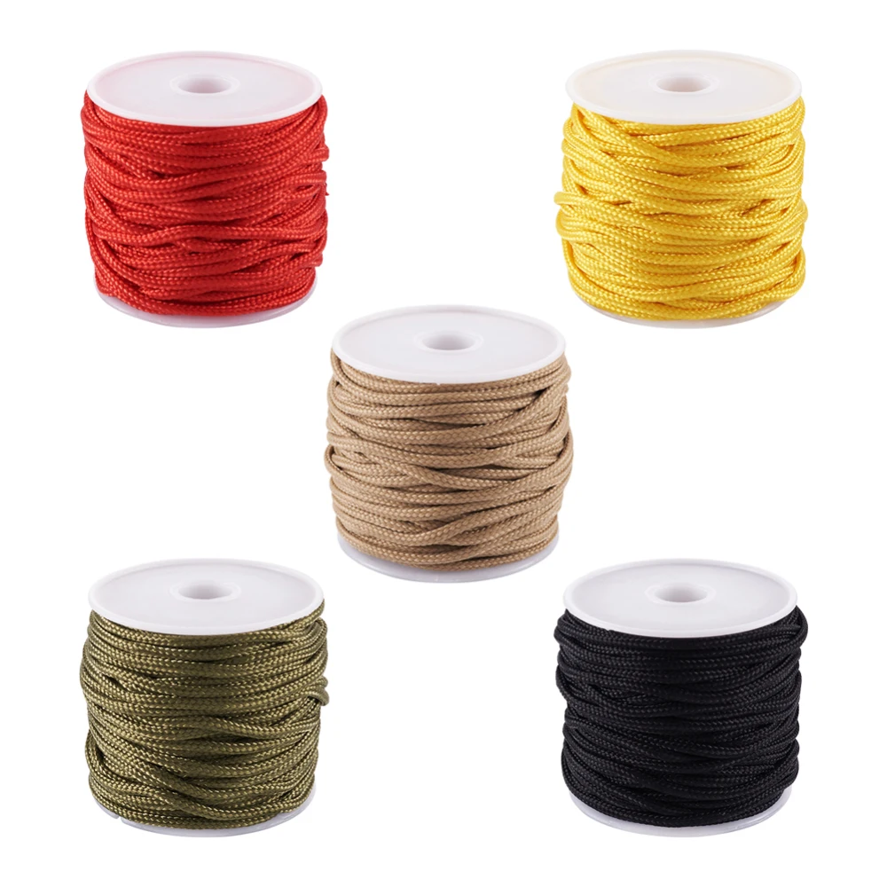 

5 Rolls 10m/roll 2mm Beading Braided Nylon Thread String Nylon Rattail Satin Chinese Knotting Macrame Cord for Jewelry Making