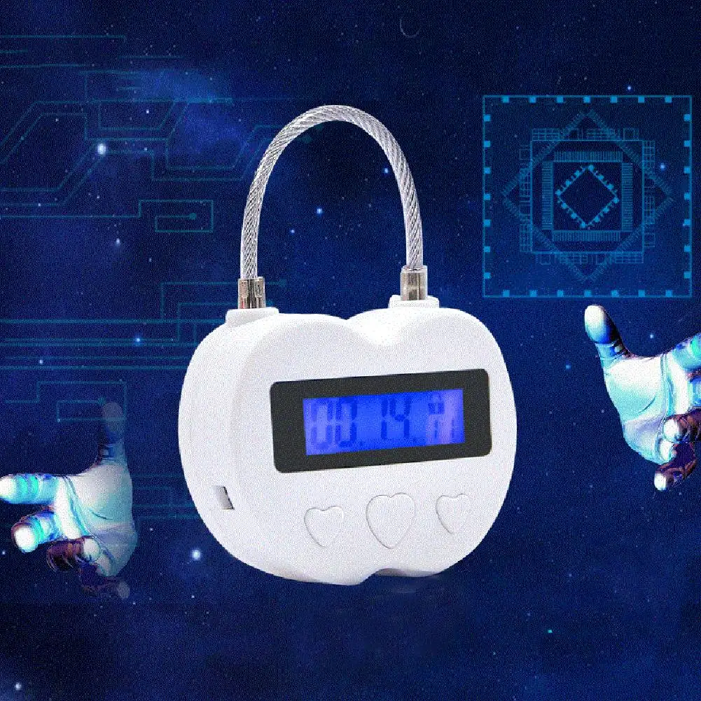 Smart Time Lock LCD Display Time Lock Multifunction Electronic Timer Waterproof USB Rechargeable Temporary Timer Padlock