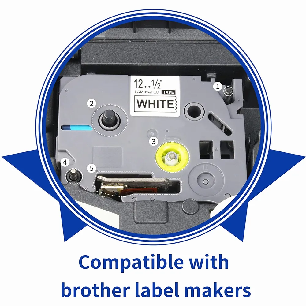 Brother TZe231 Ptouch 테이프 TZe 라벨 테이프 12mm 100 인치 라미네이트 리본, 0.47 팩 라벨 메이커 테이프 교체