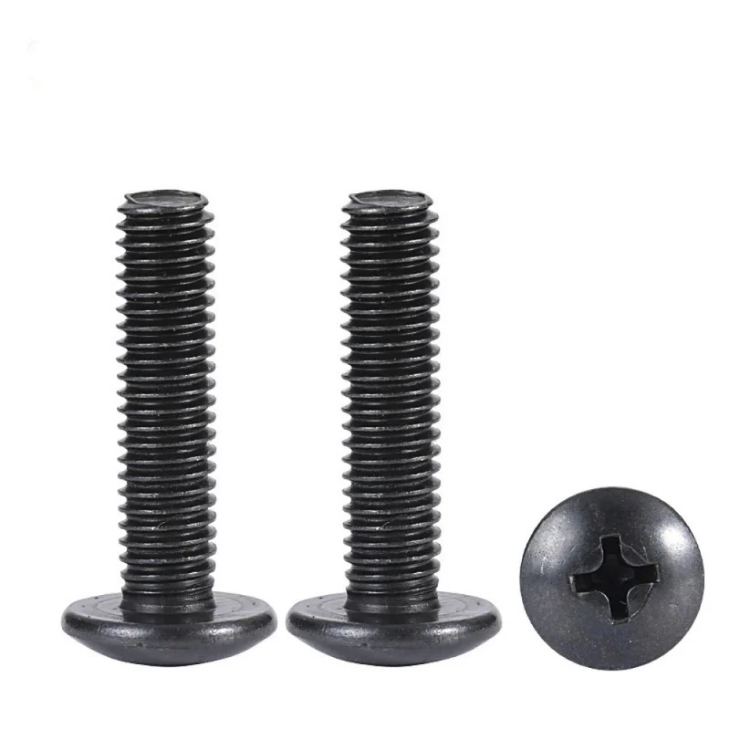 10Pcs/lot M2 M2.5 M3 M3.5 M4 M5 M6 TM Screws Phillips Truss Mushroom Head Screw Black Plated Electronic Carbon Steel Screws