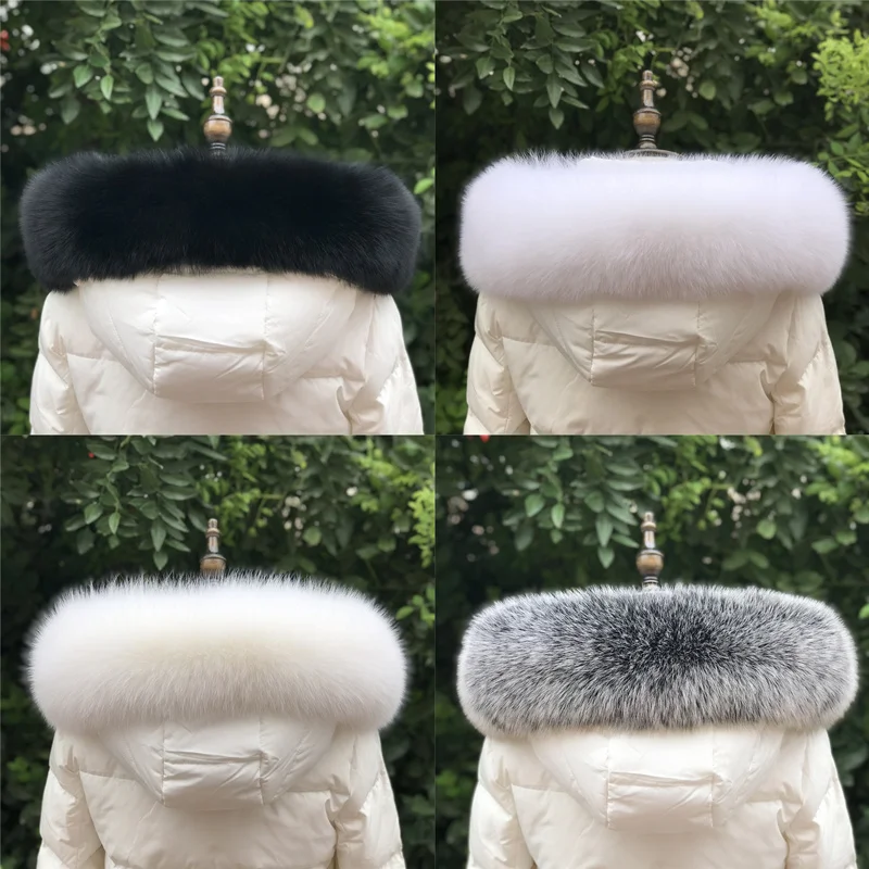 Winter Genuine 100% Real Fox Fur Scarf Fox Straight Collar Scarf Genuine Thick Shawl Natural Fox Fur Collar Real Fox Fur Scarves 2