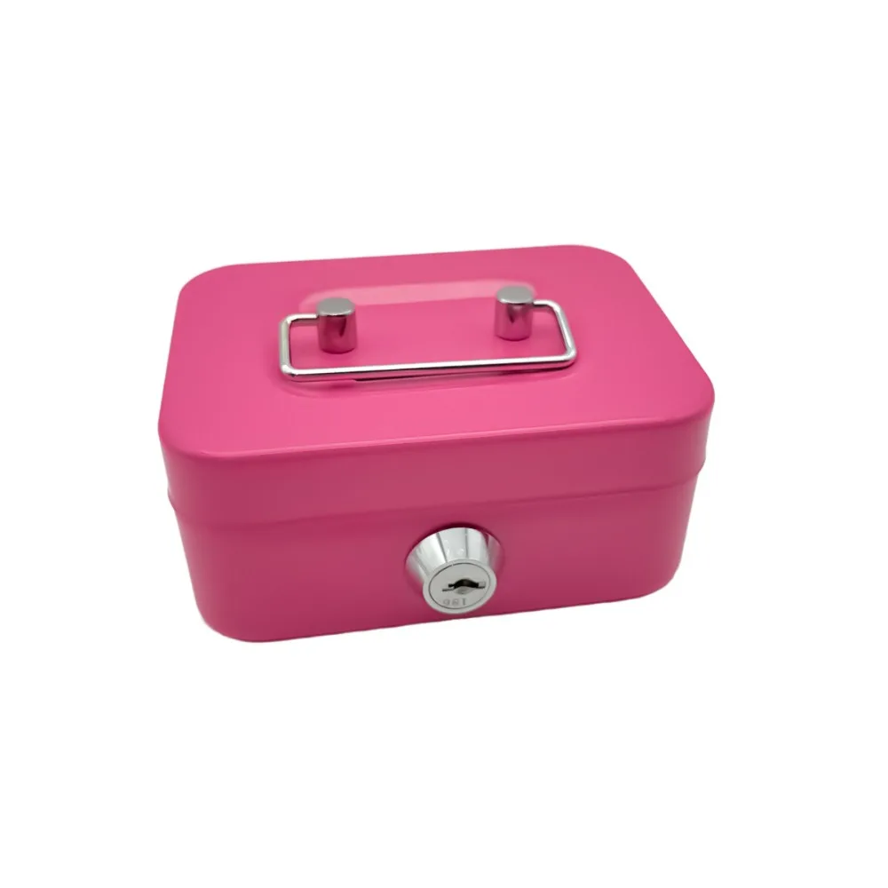 Small Lock Box With Money Tray, Cash Box For Kids, Portable Metal Money Safe For Cash, Lockbox White