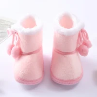 Winter Newborn Baby Boots Pompom Plus Velvet Snow Booties Warm baby Girl Shoes Soft Sole Indoor Walking Shoes 4