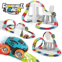 Changeable Anti-gravity Assembled Track with LED Light-Up Race Car Flexible Racing Tracks Rail Car Toys for Boys Kids Gifts 2