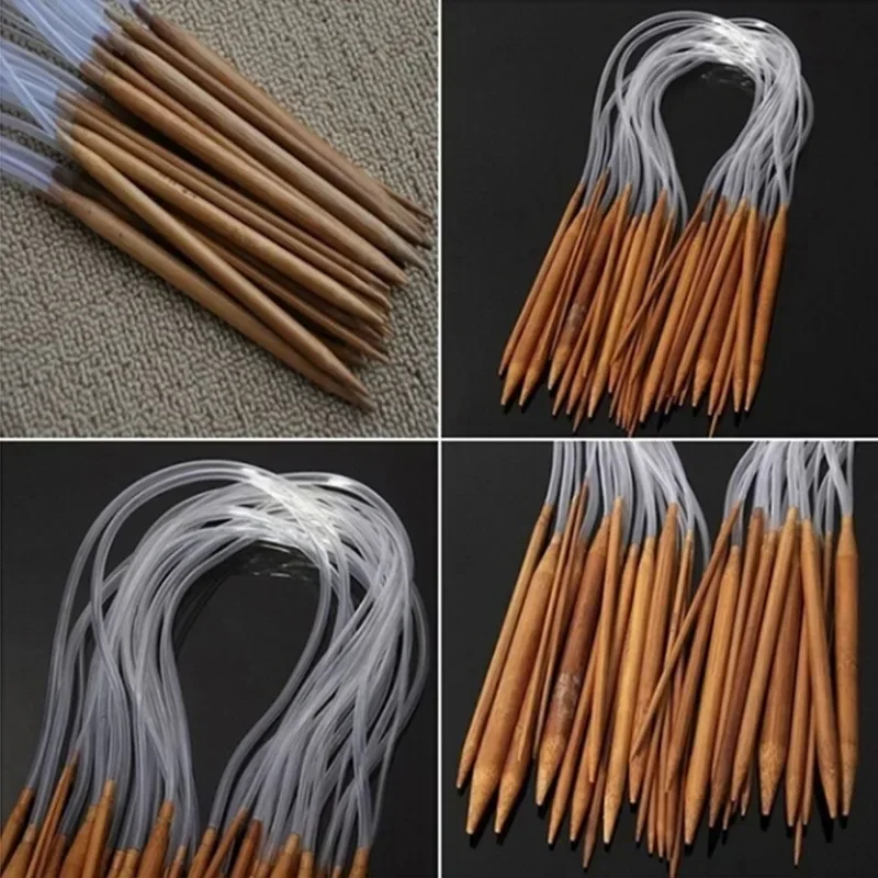 Premium Bamboo Circular Knitting & Crochet Needle Set - 18PCS Smooth Sewing Tools