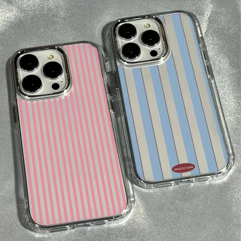 Blaustreifige Handyhülle für Samsung Galaxy S26 S25 S24 S23 S22 S21 S20 Note20 FE Ultra Edge Plus 4G 5G Transparente Weiche Hülle