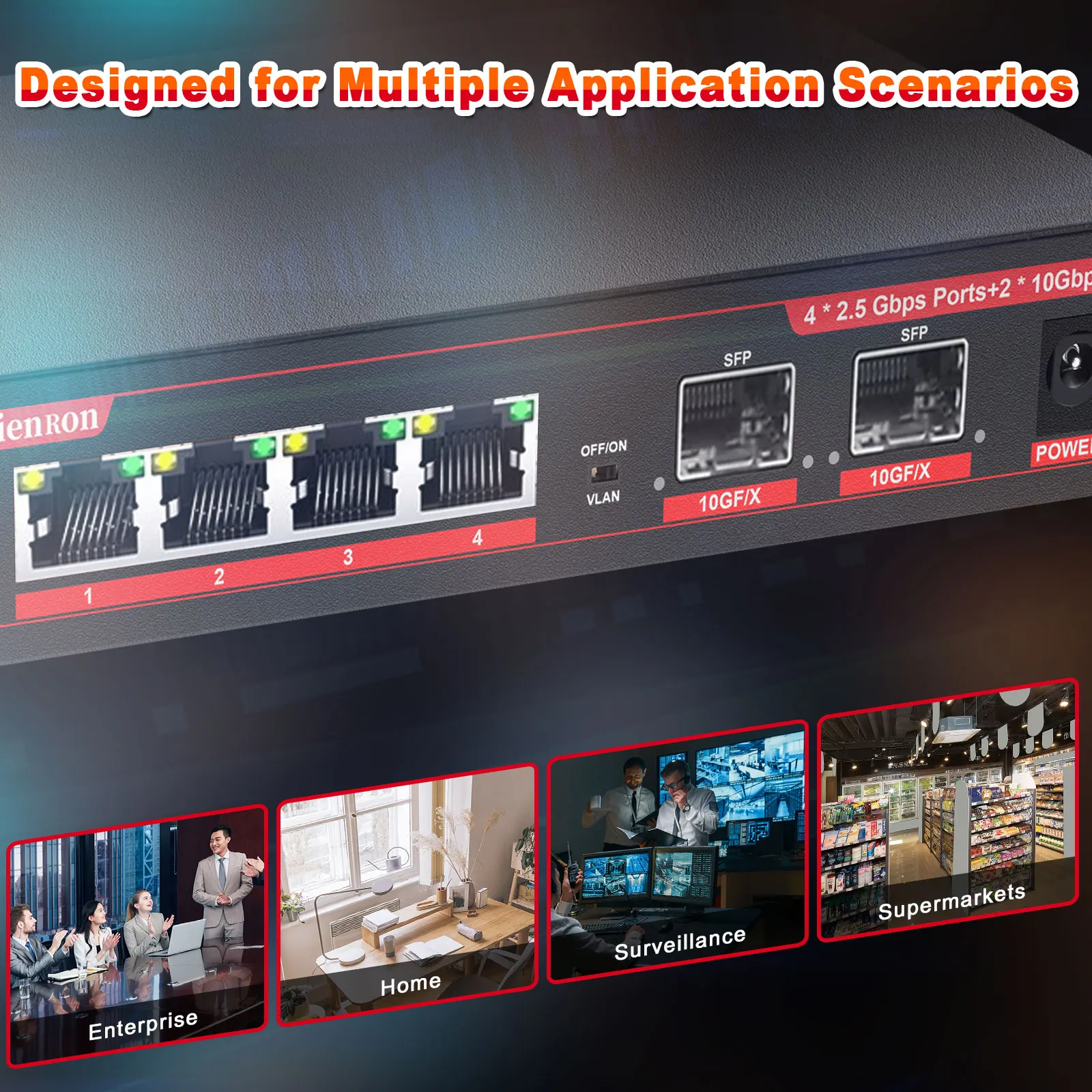 Switch de Rede Ethernet para Câmera ip ap sem Fio Sistema de Câmera Cctv Portas Switch Gigabit 2.5g 10g Sfp - Imagem 5