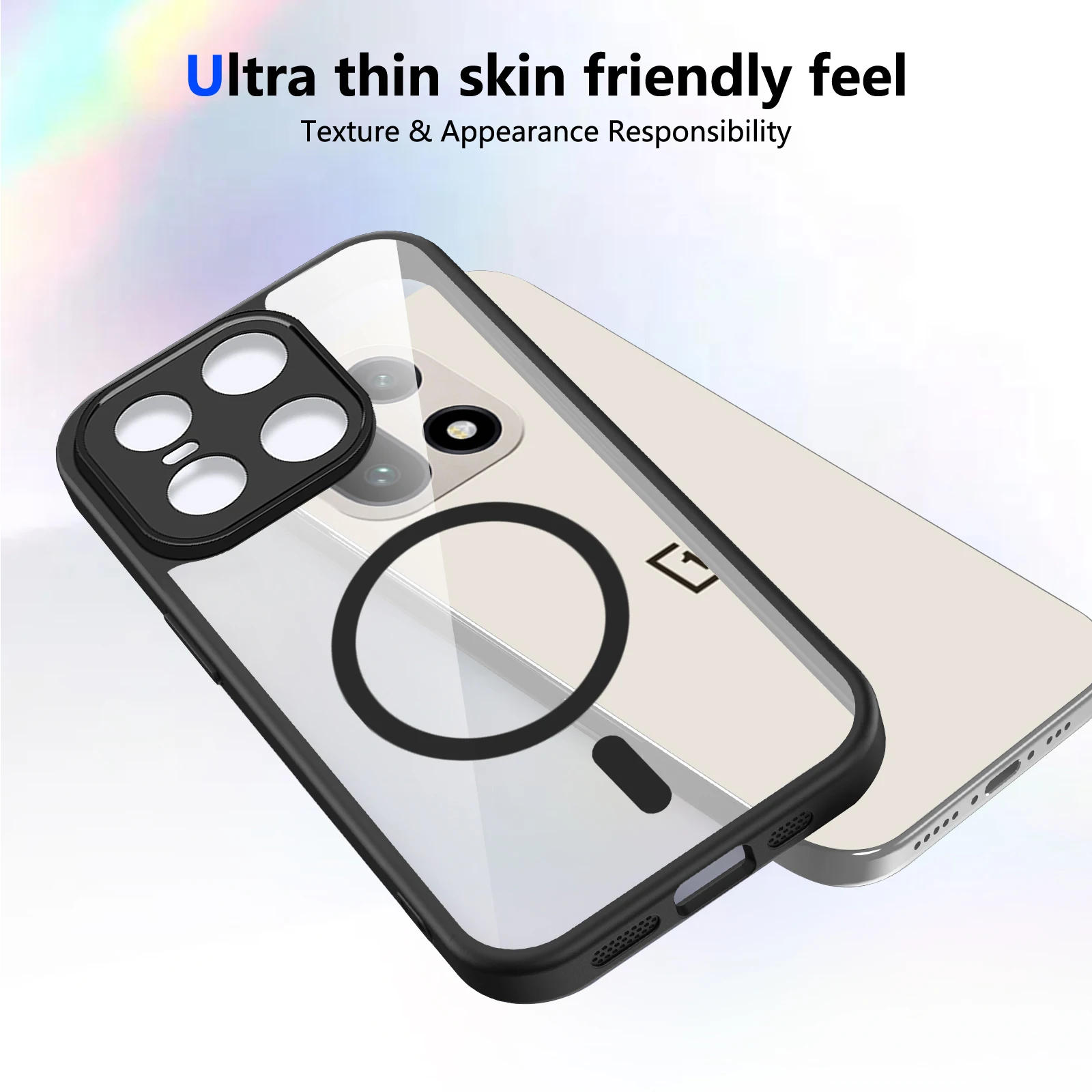 Luxury Clear Magnetic Phone Case with Frosted Bumper Armor Cover