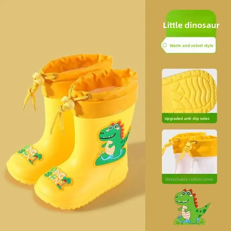 Yellow Dinosaur [drawstring fleece-lined detachable]]