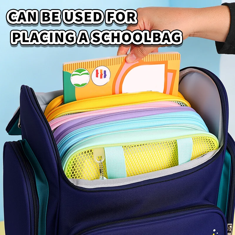 Sac à main en maille transparente à 3 couches, couleur Dopamine, grande capacité, sac de cours pour étudiants, sac de rangement léger et portable