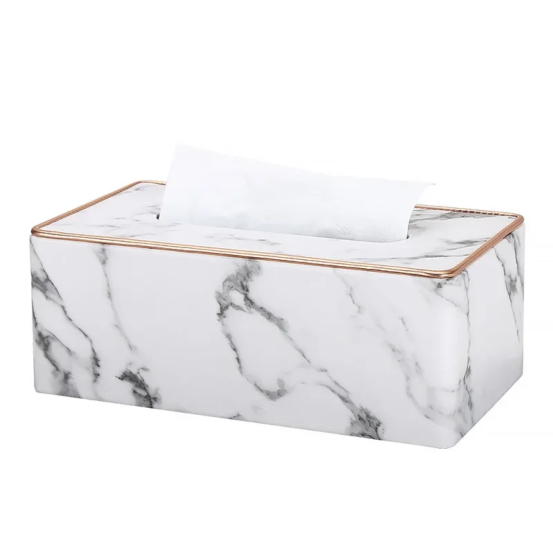Light Luxury Paper Box Nordic Creative Leather Tissue Box Rose Gold Decoration Hotel Living Room Restaurant Home Paper Box 5