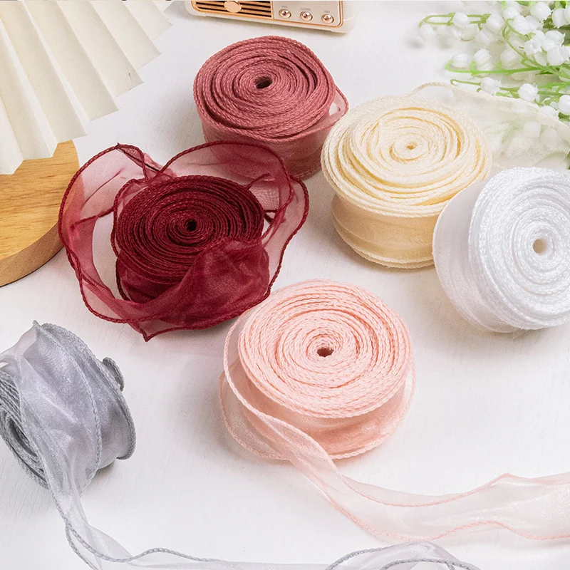 10Yard/Roll 6cm Chiffon Silk Ribbon Organza Satin For DIY Craft Gift Wrapping Decoration Wedding Bouquets Wreath Sewing Supplies