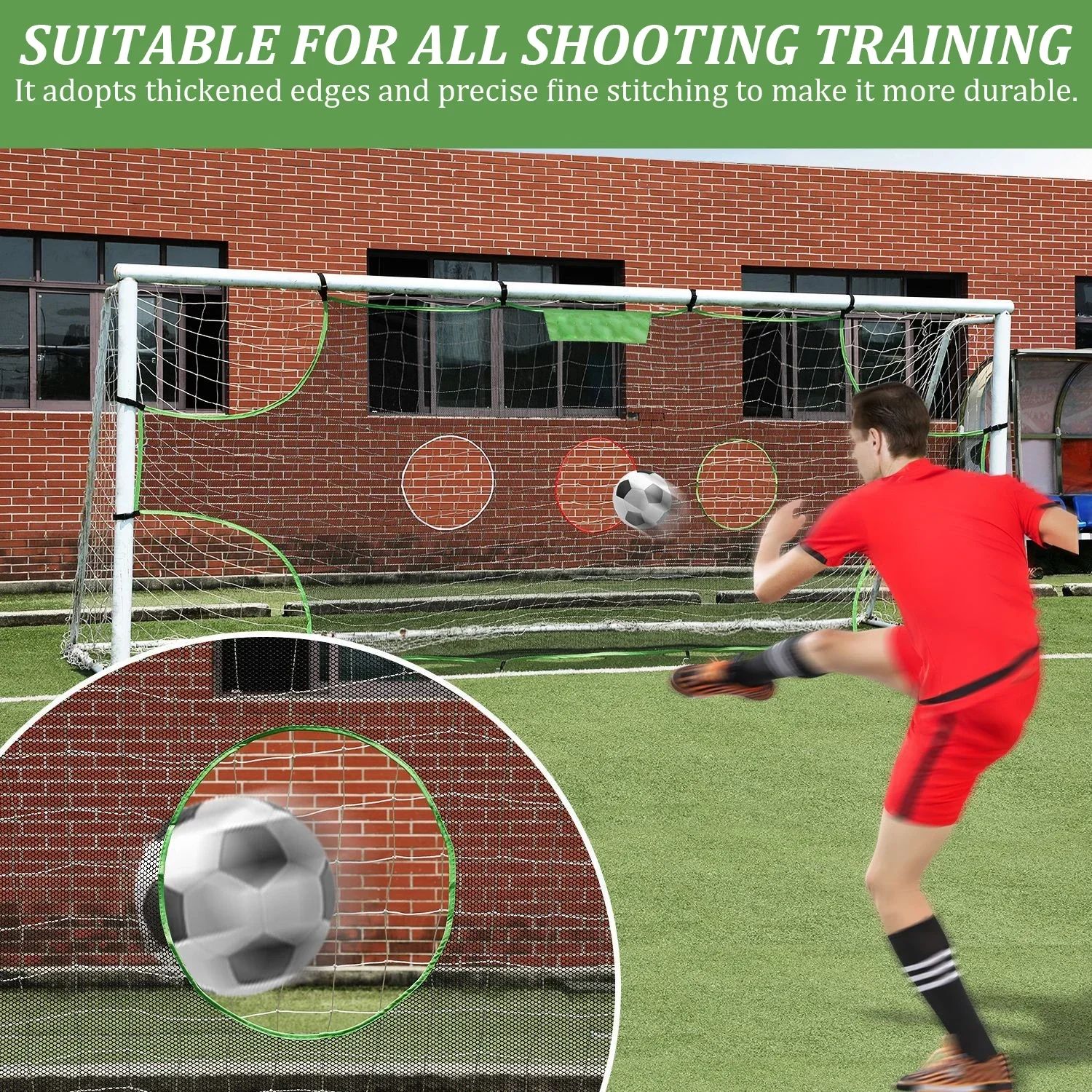 1/3 Holes Soccer Goal Target Nets Hard-Wearing Martial Four Corners and 3 Targets Detachable Soccer Balls Shooting Training Net